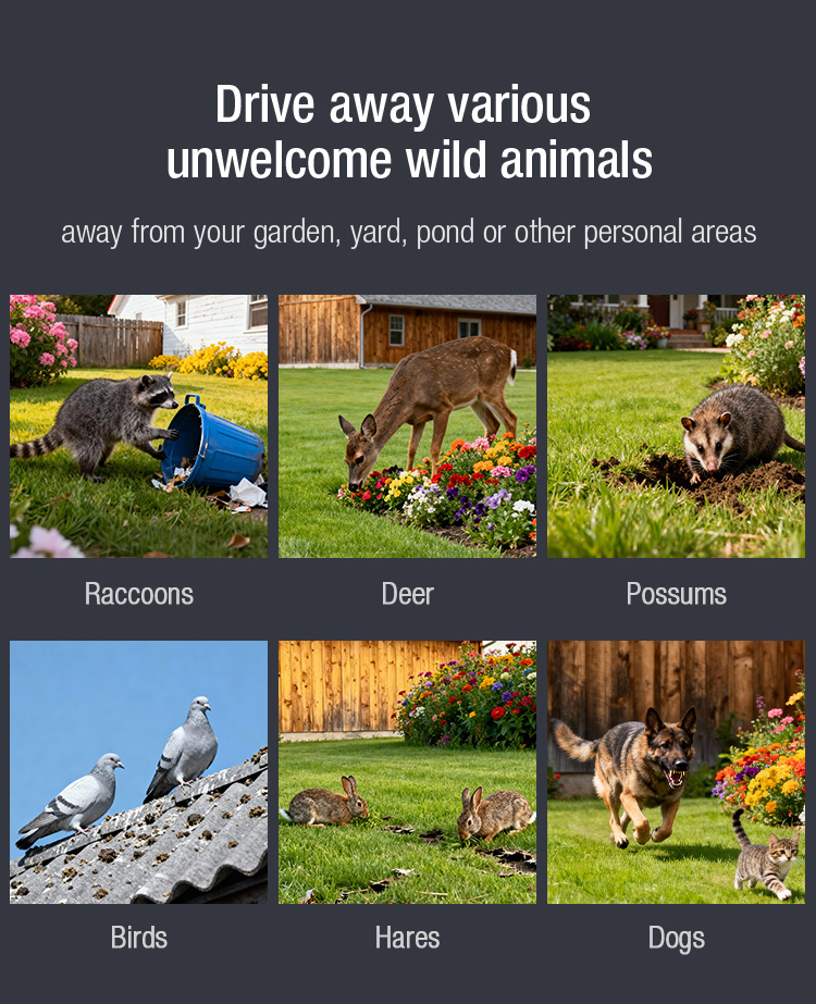 Solar Animal Repellent Ultrasonic Flashing for Cat Dog Deer Fox Bird IPX4 Waterproof with CE RoHS