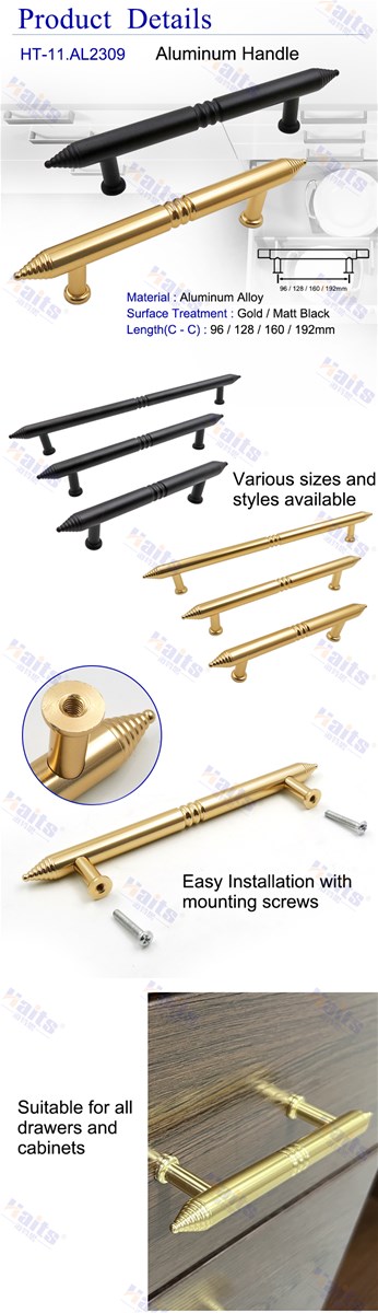 Kitchen Cabinet Hardware Aluminum Handle Drawer Pull Black Cupboard Handle for Furniture